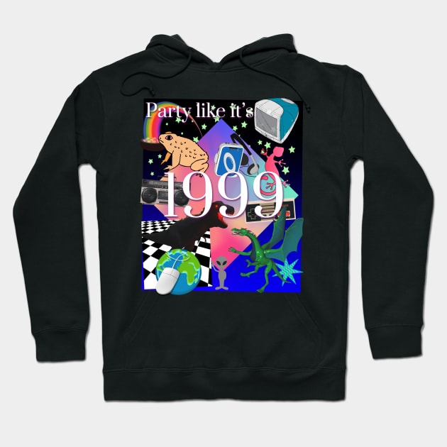 Party Like It's 1999 - 90's/2000's Nostalgia Poster Art Piece Retro Collage Hoodie by blueversion